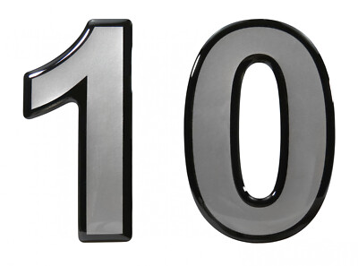 Silver 3D Sticker Number 10 Number Digit Door Sign House Number 98 x 74mm