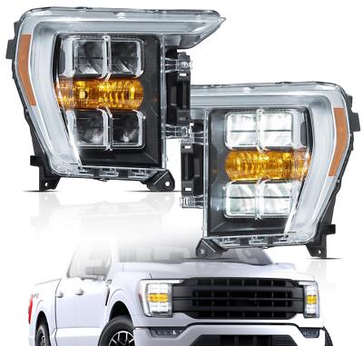 For 2021 2022 2023 Ford F-150 Full LED Projector Headlights Front Lamps Assembly