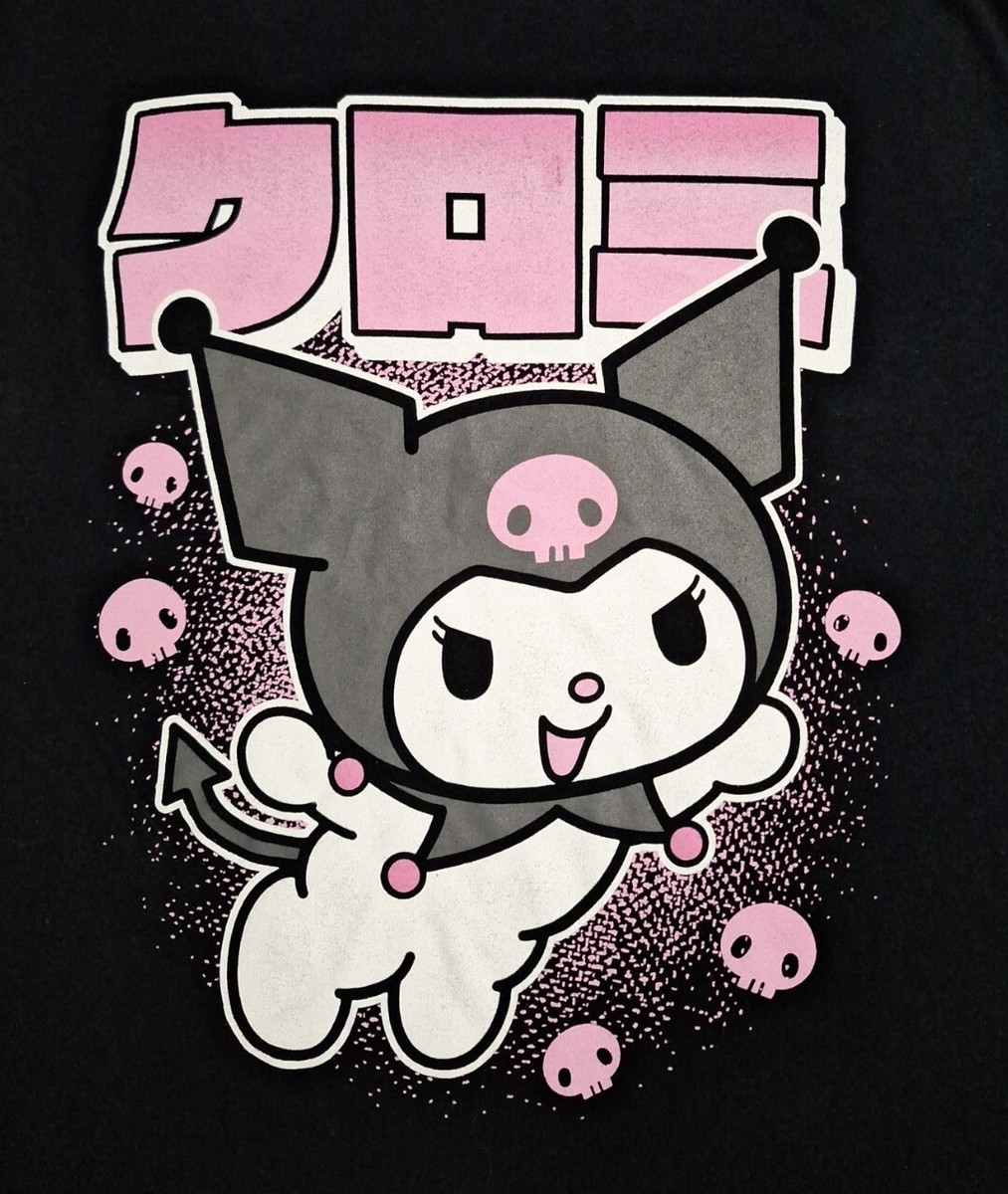 Kuromi T shirt Unisex Licensed Sanrio black Pink Skulls Crewneck