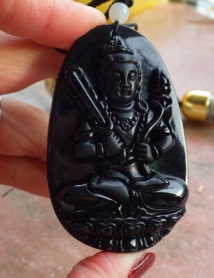 Certified Green Black Natural A Jade jadeite pendant Guanyin Kwan yin 墨翠 589171