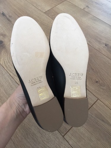 Nuevos zapatos planos de ballet de cuero Kiki 5,5 negros JCrew $148 F5510 NUEVOS - Imagen 7 de 8