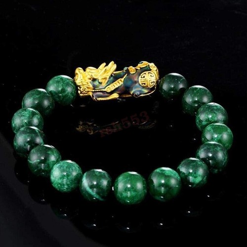 10mm Green Jade Stone Beaded Pixiu Charm Braided Bracelet for Passion Healing AU - Picture 5 of 7