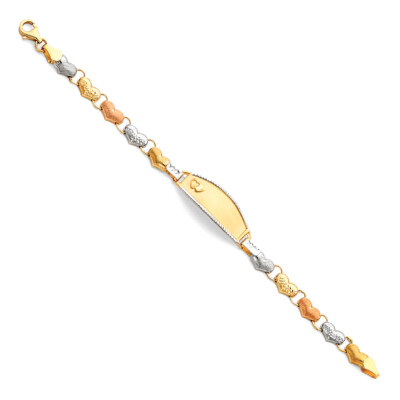 Ioka - 14K dreifarbiges helles Stampato ID-Armband - 6 Zoll