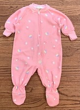 Carters Baby Girl Vintage Pink Fleece Sleeper Donuts  Milk Size 0-6m Zipper