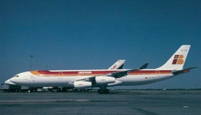 Iberia Airbus A340-300 EC-155 @ Newark 1996 - postcard | eBay