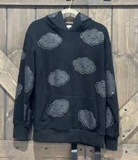 Scubieee Full Rhinestone Puff Print Heavyweight Hoodie Black Silk Hood Size M