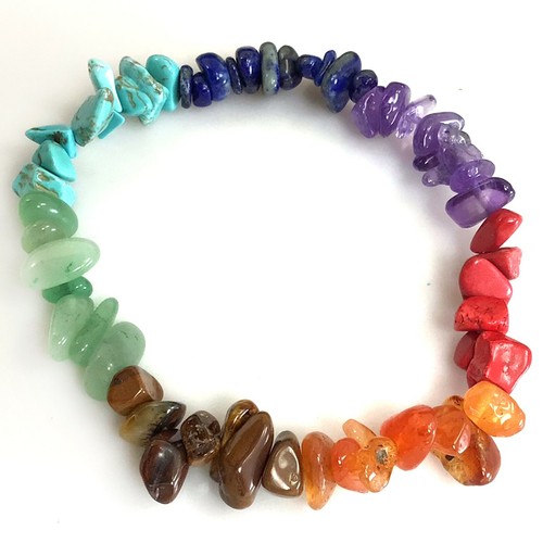 Handmade 7 Chakra Gemstone Stretch Balance Healing Women&Men Gift Chip Bracelet - Picture 4 of 7