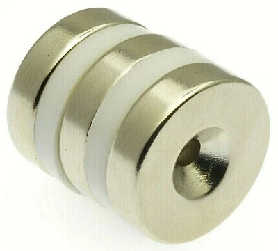POWER MAGNET STORE 3 of D3/4" x 3/16" with 1/8" Hole Countersunk Ring Magnets * 6Kg PULL * Magnet