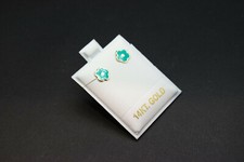 Solid 14k Yellow Gold Enamel Flower Baby or Girls Screw Back Earrings