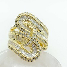 R7304 Women Fashion Jewelry White Yellow Gold Plate Engagement Wedding CZ Ring
