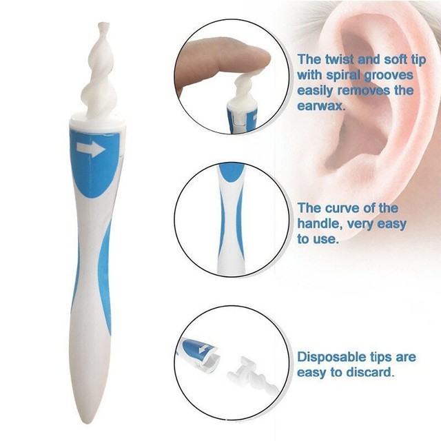 Ear Wax Removal Tool Ear Cleaning Spiral Heads Tips Q Grips Ear