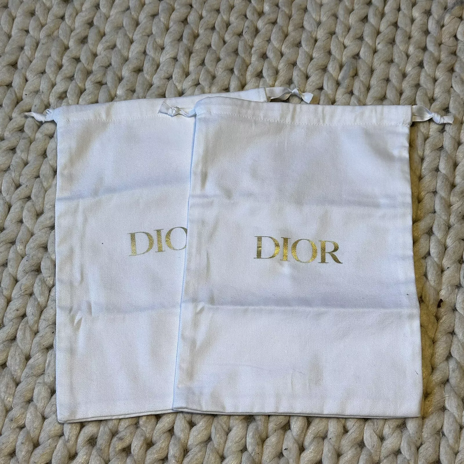Sac à poussière pour chaussures DIOR authentique, lettre blanche et or 8,5 x 13