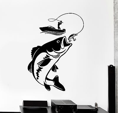 Vinyl Wall Decal Fishing Fisherman Hobby Fish Boat Stickers Ig4209 - Fishing Boat Wall Decals