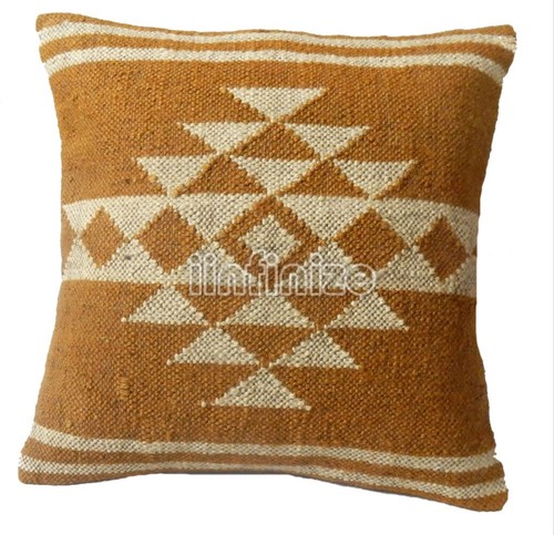Handwoven Wool Jute Cushion Coevr 18x18 inch Combo 2 Pcs Kilim Pillow Sham Boho - Picture 25 of 58