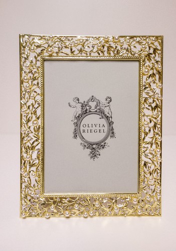 OLIVIA RIEGEL Crystal & Pearl "Gold Eleanor" 5x7 Photo Frame New in Box