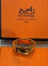Hermes Gold Silk Scarf Ring Used Elegant Minimalist Jewelry