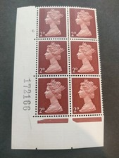 GB QEII 1968 2d Lake brown. SG726. Cylinder number 6 no dot. Mint block of 6.