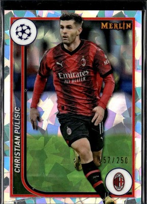 Christian Pulisic 2024 Topps Merlin Cracked Ice Refractor 157/250 AC Milan