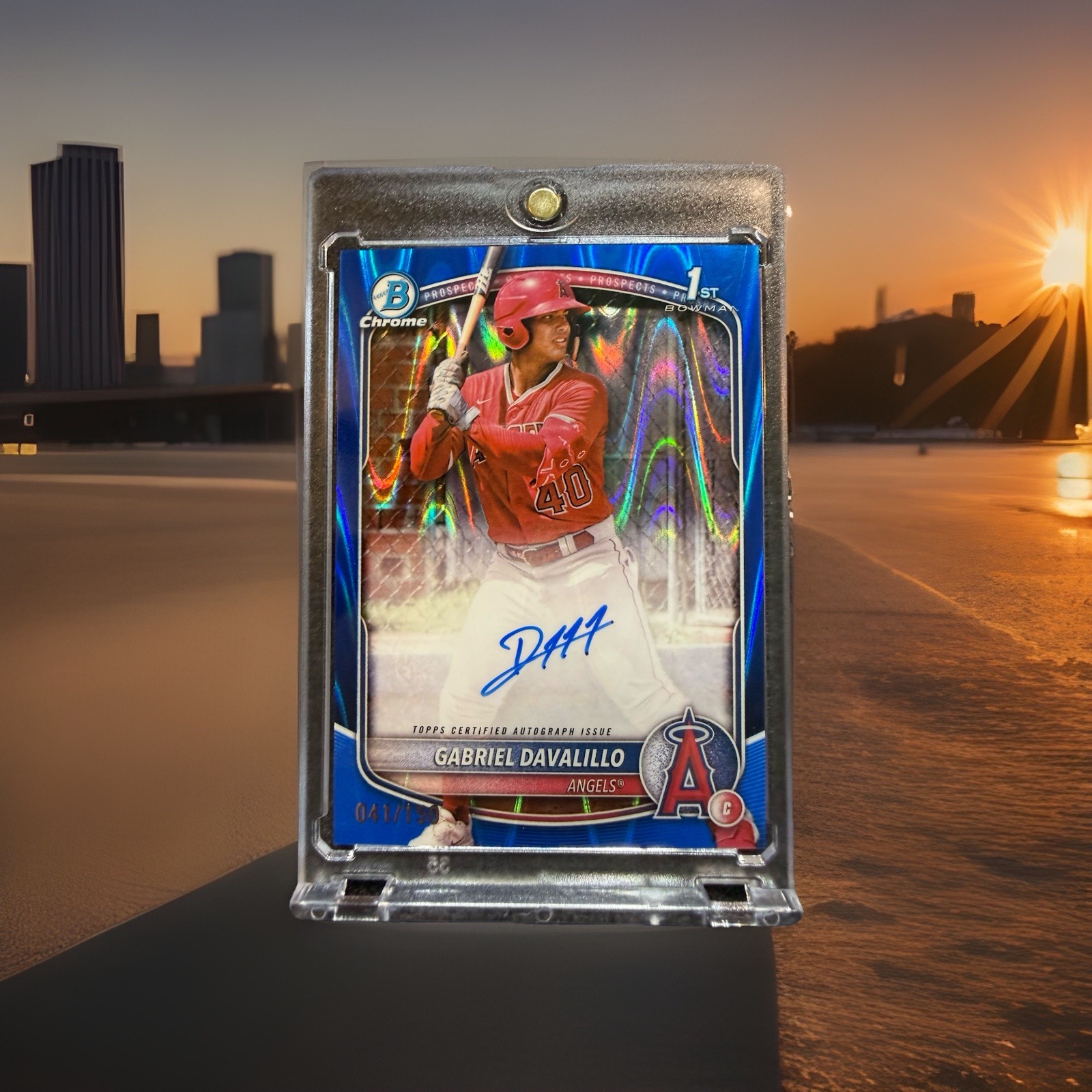 2025 Bowman Chrome 1st Gabriel Davalillo Blue Raywave Refractor ON CARD Auto/150