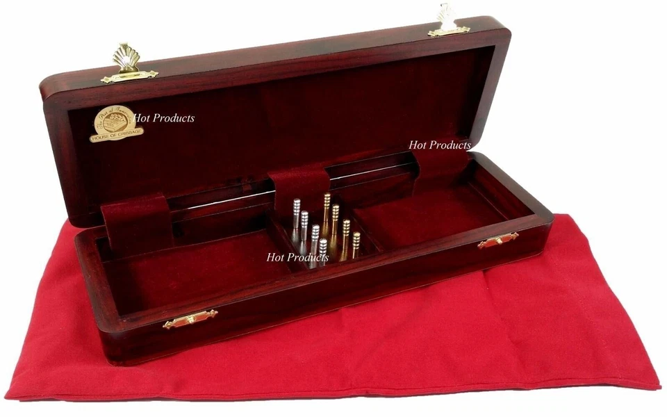 12 1/2" 2 TRACK CONTINUOUS Cribbage Board BLOODWOOD Corner Games Won Storage Box - Image 2 of 4