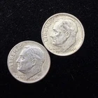 90% Silver - 1964 Roosevelt Dime - 2 Dimes - Last Year of Silver - 17-13