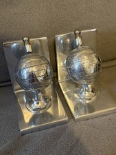 Chrome World Globe Bookend Cast Aluminum 7.75" Nautical Desk Top Bookcase Decor