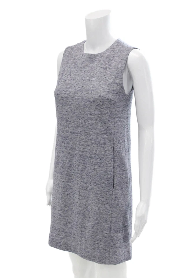 Mini Vestido Azul Amina Rubinacci Mujer Algodón Sin Mangas Cremallera Talla 40 Foto 2 de 4