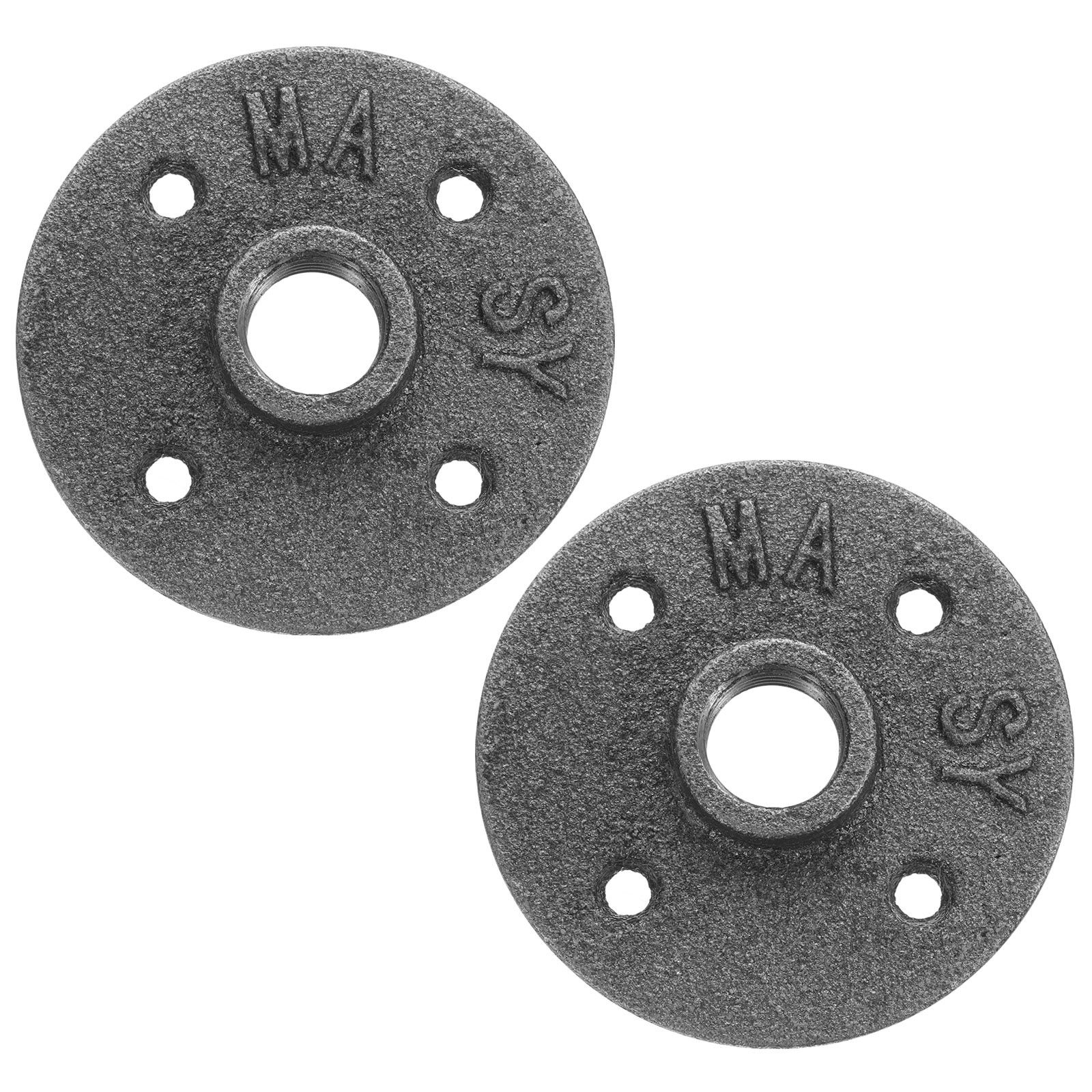 2 Pack Industrial Pipe Floor Flange Iron Pipe Fittings 1/2 Inch Threaded Black