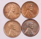 4 Different Phila Early AU/BU Lincoln Cents, 1910, 1919, 1920, 1923, No Res!