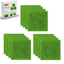 12 Packs 6x6 Inch Fake Grass Decor for Crafts Artificial Turf Squares
