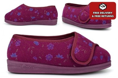 Damen Wide Fit Hausschuhe Extra Wide Pantoffeln Damen 4E Weite EEEE Touch Verschluss