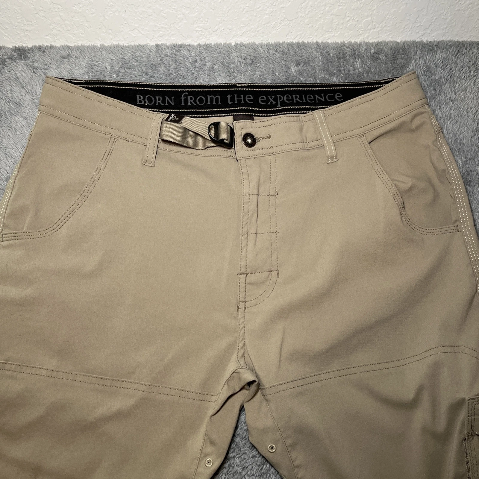 Prana Convertible Zip Off Hiking Pants Outdoor Casual Khaki Size Unknown