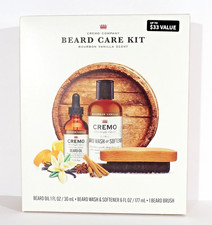 Cremo Company Beard Care Kit Bourbon Vanilla Beard Oil Beard Wash Brush NEW