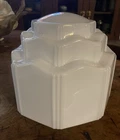 New ListingArt Deco Skyscraper Tiered Milk Glass Hanging Pendant Light Shade Globe