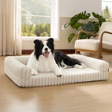 Bedsure Orthopedic Dog Bed Large Memory Foam Pet Couch Waterproof Cream