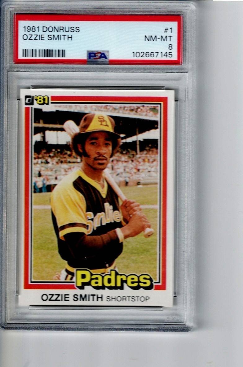 #1  OZZIE  SMITH  1981  DONRUSS   PSA 8  padres
