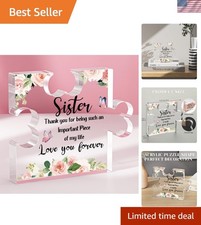 Unique Personalised Sister Gift - Floral Acrylic Plaque with Engraved Message