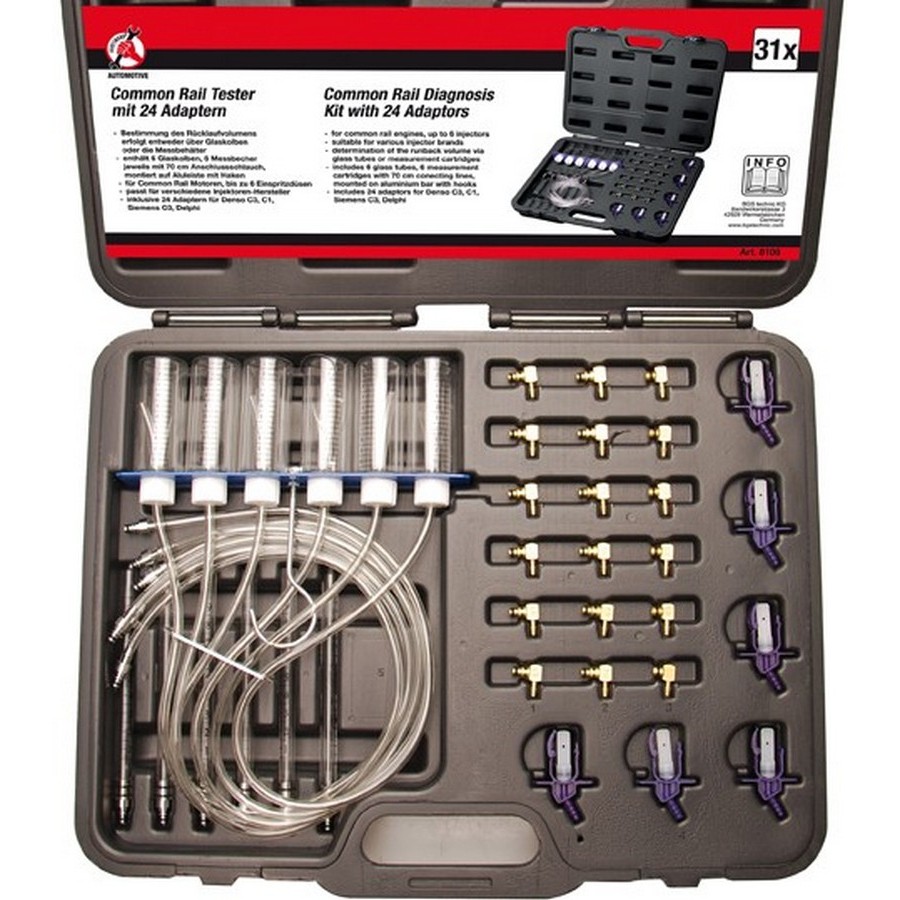 kit x common rail inspections with 24 adapters - code bgs8106 KRAFTMANN workshop