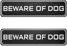Beware of Dog Aluminum Sign - Not Responsible Warning 12 x 3 inches, Black