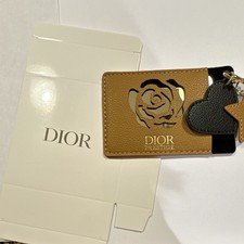Dior Brown Leather Rose Star Heart ID Holder Organizer