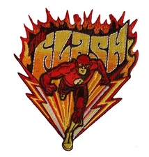 The Flash Flames Embroidered Iron On Patch - DC Comics Superhero Man 100-A