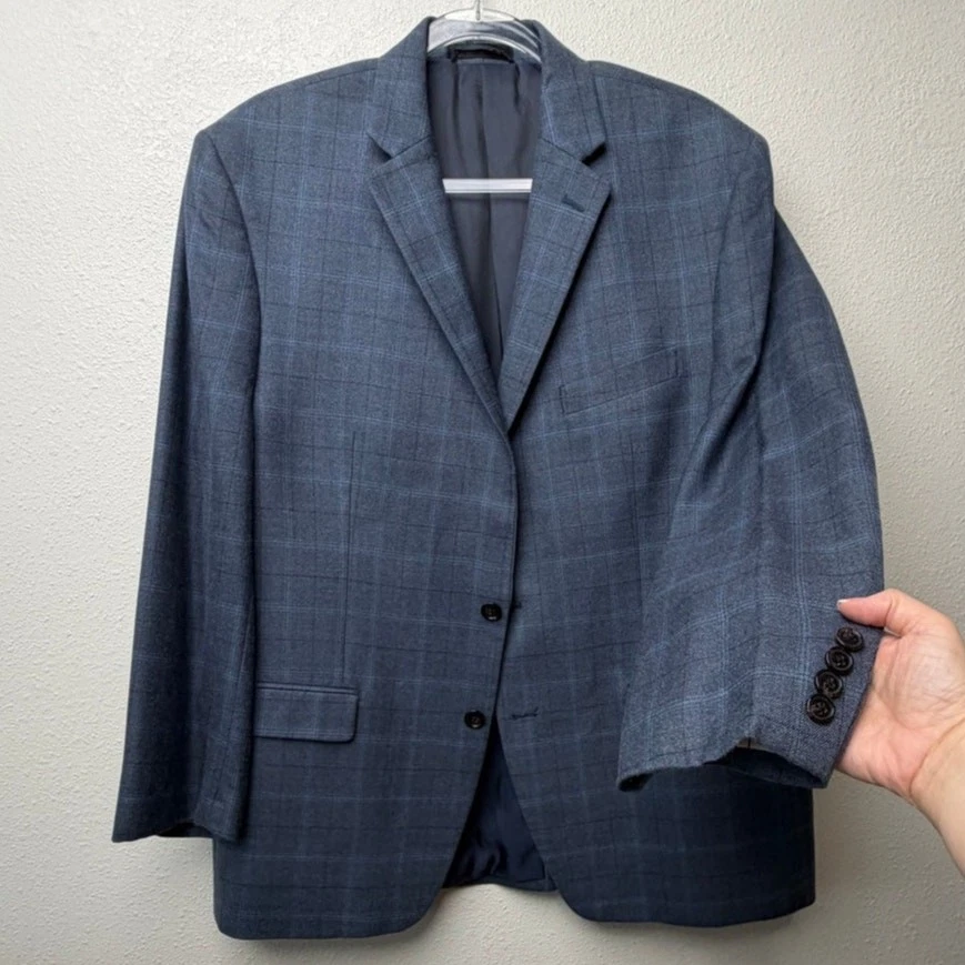 Lauren Ralph Lauren Blue Plaid Wool Silk Blazer Men’s 44R