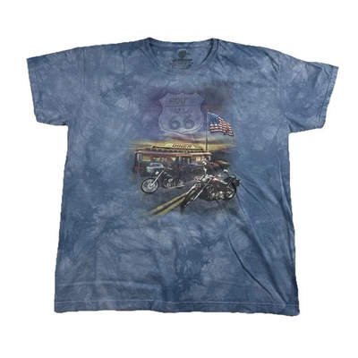 Camisa The Mountain Para Hombres 2XL Tie Dye Route 66 Camiseta Gráfica Motocicleta Y2K Azul - Imagen 1 de 4