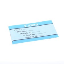 Canon FD Lenses Instructions