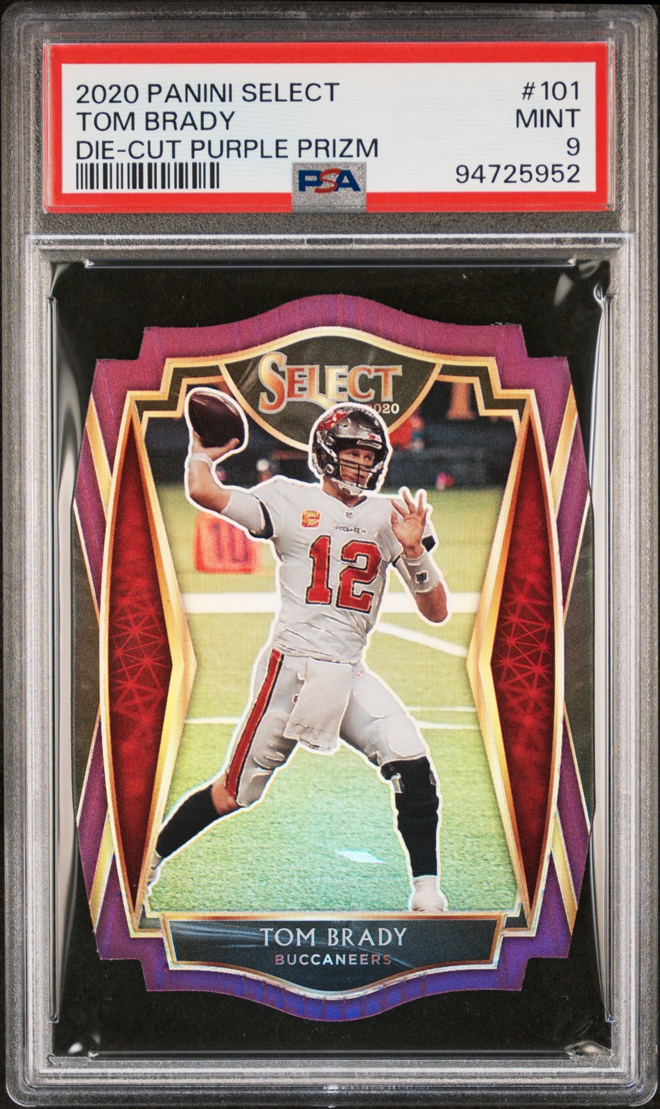 2020 PANINI SELECT DIE-CUT PURPLE PRIZM #101 TOM BRADY PSA 9