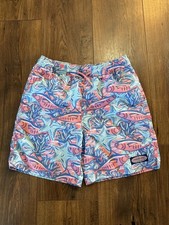 Vineyard Vines Kids Swim Trunks Fish  Starfish Print Blue Pink Boys Size M