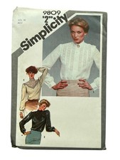 Vintage 80s Simplicity 9809 Sewing Pattern Size 14 Set Of Blouses Lace UNCUT