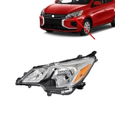 Headlight Lamp Halogen For 2021-2024 Mitsubishi Mirage Chrome Left Driver Side