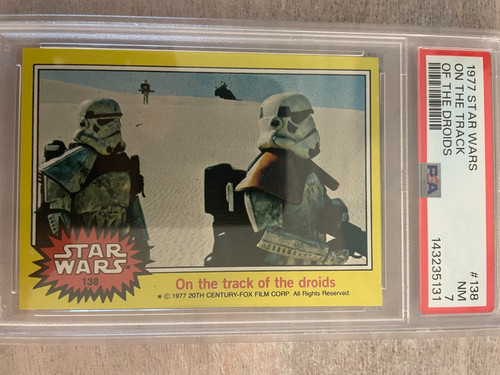1977 Topps Star Wars #138 On the track of the droids — PSA 7