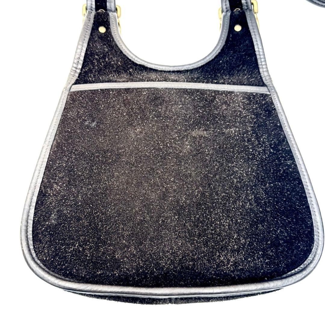 Old Coach Vintage Shoulder Bag 9014 Black Leather Suede Turn Lock